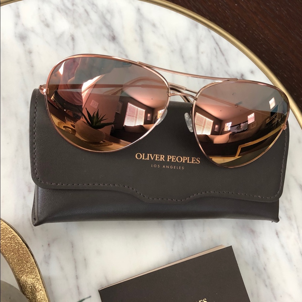 Oliver Peoples Sayer Rose Gold Mirrored Sunglasses - Picture 5 of 8
